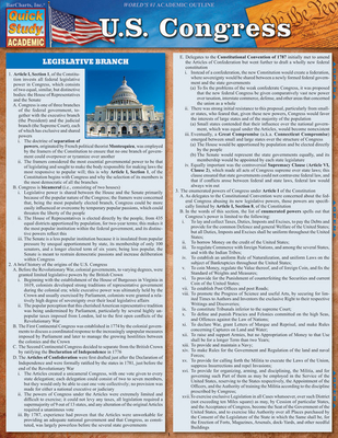 U.S. Congress: A Quickstudy Laminated Reference Guide (Quick Study: Academic) Cover Image