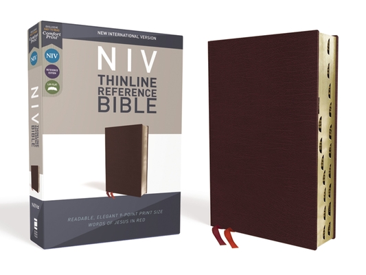 NIV, Thinline Reference Bible, Bonded Leather, Burgundy, Red Letter Edition, Indexed, Comfort Print Cover Image
