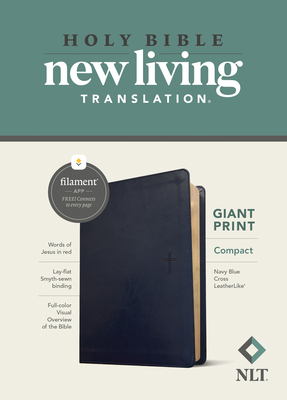 NLT Compact Giant Print Bible, Filament-Enabled Edition (Leatherlike, Navy Blue Cross, Red Letter) Cover Image