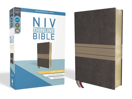 NIV, Thinline Bible, Giant Print, Imitation Leather, Brown/Tan, Red Letter Edition By Zondervan Cover Image