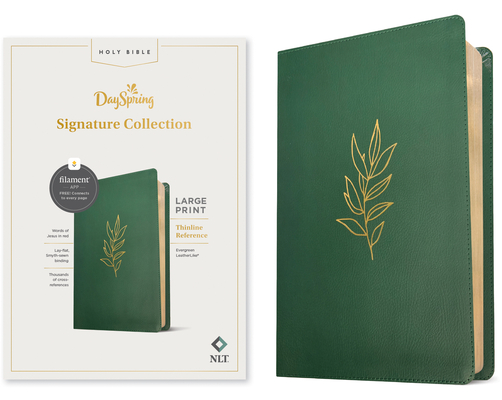 NLT Large Print Thinline Reference Bible, Filament-Enabled Edition (Leatherlike, Evergreen, Red Letter): Dayspring Signature Collection Cover Image
