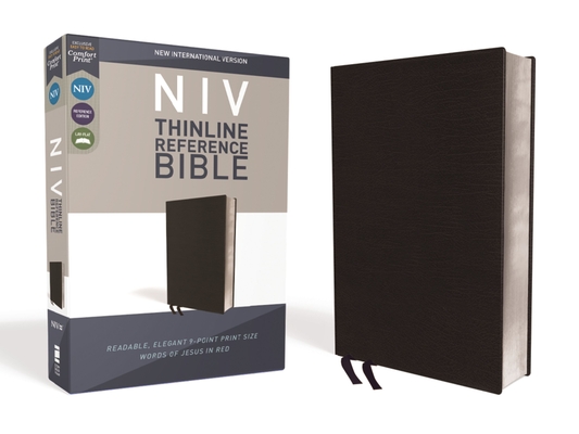 NIV, Thinline Reference Bible, Bonded Leather, Black, Red Letter Edition, Comfort Print Cover Image