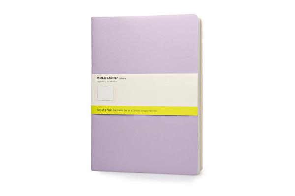 Moleskine Cahier Journal (Set of 3), Extra Large, Plain, Persian Lilac, Frangipane Yellow, Peach Blossom Pink, Soft Cover (7.5 x 10) (Cahier Journals) Cover Image