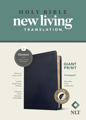 NLT Compact Giant Print Bible, Filament-Enabled Edition (Leatherlike, Navy Blue Cross, Indexed, Red Letter) Cover Image