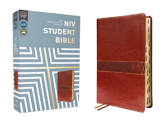 Niv, Student Bible, Leathersoft, Brown, Thumb Indexed, Comfort Print Cover Image