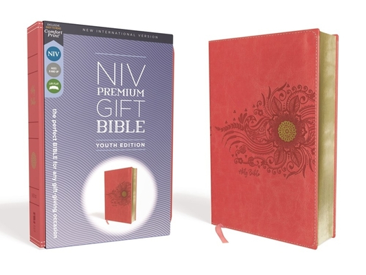 Niv, Premium Gift Bible, Youth Edition, Leathersoft, Coral, Red Letter Edition, Comfort Print: The Perfect Bible for Any Gift-Giving Occasion By Zondervan Cover Image