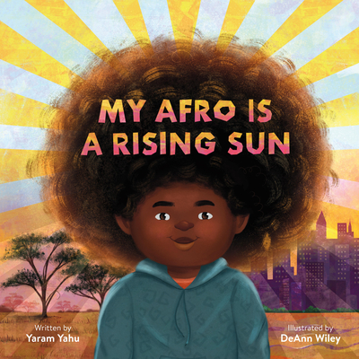 A young boy with an afro under the book title My Afro is a Rising Son