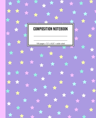 Composition Notebook: Wide Ruled Lavender Star Notebook