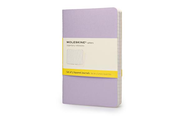 Moleskine Cahier Journal (Set of 3), Pocket, Squared, Persian Lilac, Frangipane Yellow, Peach Blossom Pink, Soft Cover (3.5 x 5.5) (Cahier Journals) By Moleskine Cover Image