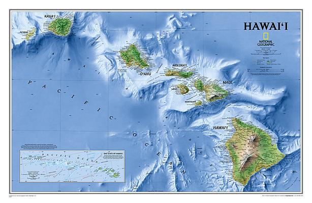 National Geographic Hawaii Wall Map (34.75 X 22.75 In) (National Geographic Reference Map)