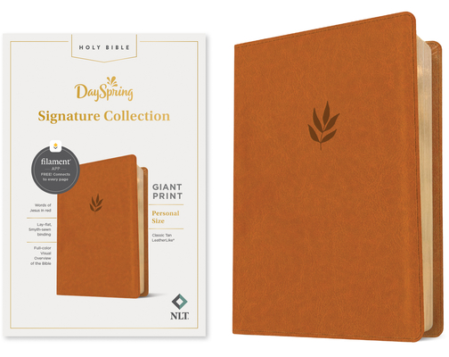 NLT Personal Size Giant Print Bible, Filament-Enabled Edition (Leatherlike, Classic Tan, Red Letter): Dayspring Signature Collection Cover Image