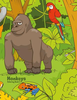 Monkeys Coloring Book 3 Cover Image