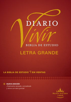 Biblia de Estudio del Diario Vivir Rvr60, Letra Grande (Letra Roja, Tapa Dura, Índice) By Tyndale Cover Image
