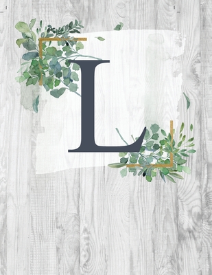 L: Monogram Initial Notebook Letter L - 8.5" x 11" - 100 pages, College Ruled- Rustic, Farmouse, Woodgrain, Floral