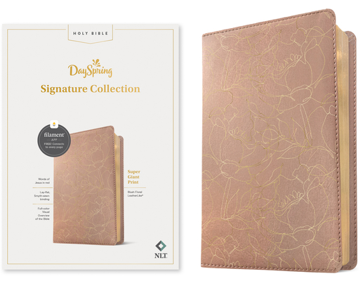 NLT Super Giant Print Bible, Filament-Enabled Edition (Leatherlike, Blush Floral, Red Letter): Dayspring Signature Collection Cover Image