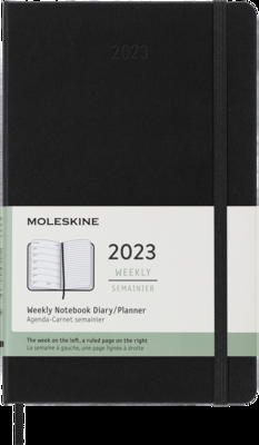 Moleskine 2023 Weekly Notebook Planner, 12M, Large, Black, Hard Cover (5 x 8.25) By Moleskine Cover Image
