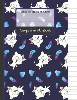 Composition Notebook: Cute Kittens, Diamonds & Feather College Ruled Notebook for Writing Notes... for Girls, Kids, School, Students and Tea Cover Image
