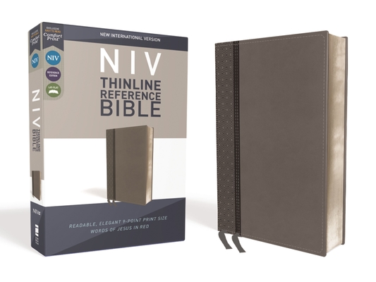 NIV, Thinline Reference Bible, Imitation Leather, Gray, Red Letter Edition, Comfort Print By Zondervan Cover Image