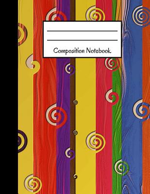 Composition Notebook: Multicolor & Spiral Wooden Design Large College Ruled 120 Page Notebook Cover Image