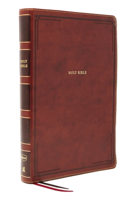 Nkjv, Thinline Bible, Giant Print, Leathersoft, Brown, Red Letter Edition, Comfort Print: Holy Bible, New King James Version By Thomas Nelson Cover Image