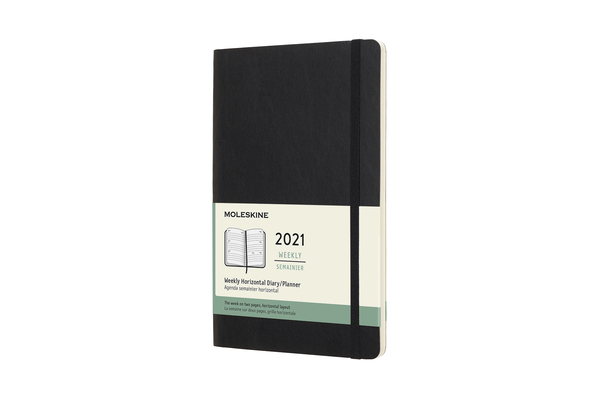 Moleskine 2021 Weekly Horizontal Planner, 12M, Large, Black, Soft Cover (5 x 8.25) By Moleskine Cover Image