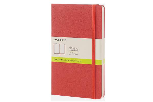Moleskine Classic Notebook, Large, Plain, Coral Orange, Hard Cover (5 x 8.25) Cover Image