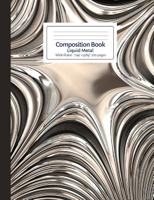 Composition Book Chrome Silver Grey Liquid Metal Wide Ruled Cover Image