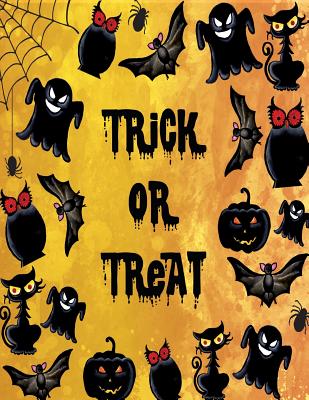 Trick or treat: Trick or treat on yellow cover and Dot Graph Line Sketch pages, Extra large (8.5 x 11) inches, 110 pages, White paper, Cover Image