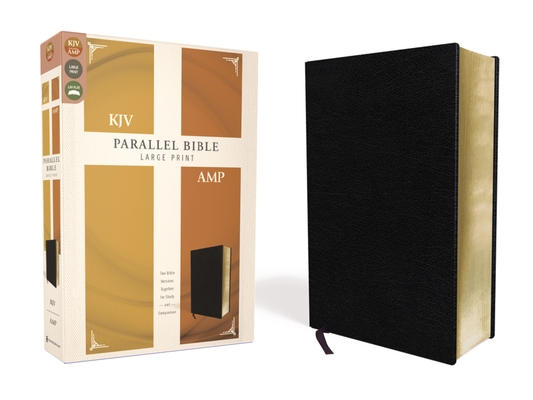 KJV, Amplified, Parallel Bible, Large Print, Bonded Leather, Black, Red Letter Edition: Two Bible Versions Together for Study and Comparison Cover Image