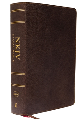 NKJV Study Bible, Premium Calfskin Leather, Brown, Full-Color, Red Letter Edition, Comfort Print: The Complete Resource for Studying God's Word Cover Image
