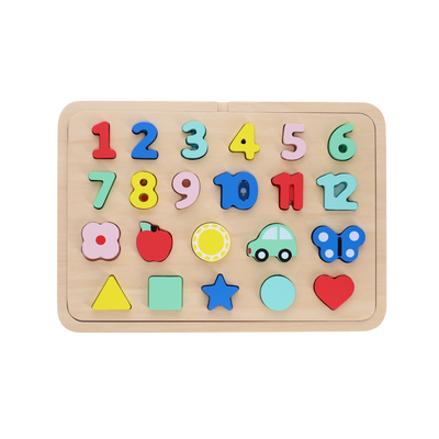 Numbers, Shapes, and Colors Wooden Tray Puzzle By Petit Collage Cover Image
