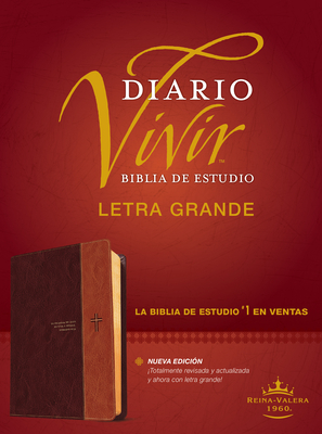 Biblia de Estudio del Diario Vivir Rvr60, Letra Grande (Letra Roja, Sentipiel, Café/Café Claro) By Tyndale Cover Image