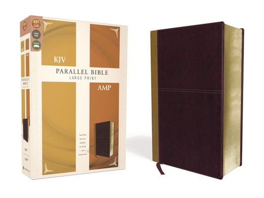 KJV, Amplified, Parallel Bible, Large Print, Leathersoft, Tan/Burgundy, Red Letter Edition: Two Bible Versions Together for Study and Comparison Cover Image