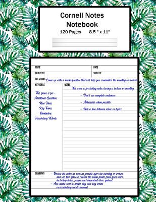 Cornell Notes Notebook: Note Taking System, For Students, Writers, Meetings, Lectures Large Size 8.5 x 11 (21.59 x 27.94 cm), Durable Matte Pa Cover Image