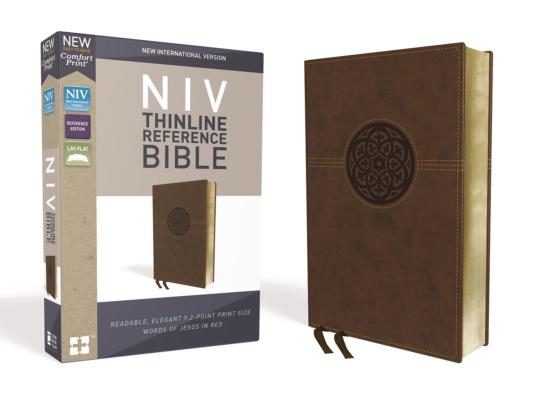 NIV, Thinline Reference Bible, Imitation Leather, Brown, Red Letter Edition, Comfort Print By Zondervan Cover Image