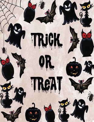 Trick or treat: Trick or treat on brown cover and Dot Graph Line Sketch pages, Extra large (8.5 x 11) inches, 110 pages, White paper, Cover Image