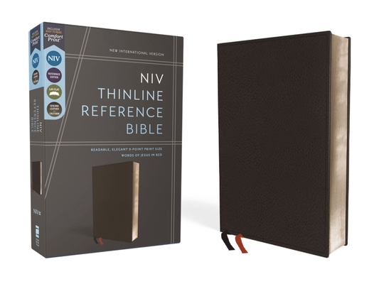 NIV, Thinline Reference Bible, Premium Bonded Leather, Black, Red Letter Edition, Comfort Print By Zondervan Cover Image