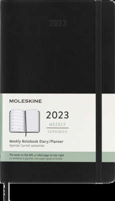 Moleskine 2023 Weekly Notebook Planner, 12M, Large, Black, Soft Cover (5 x 8.25) By Moleskine Cover Image