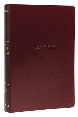 NKJV, Reference Bible, Center-Column Giant Print, Leather-Look, Burgundy, Red Letter Edition, Comfort Print Cover Image