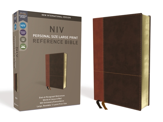 NIV, Personal Size Reference Bible, Large Print, Imitation Leather, Brown, Red Letter Edition, Comfort Print By Zondervan Cover Image