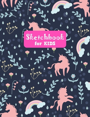 Black Paper Sketchbook: Cute Unicorn Sketchbook For Girls - Girl