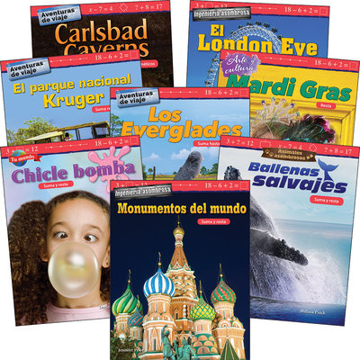 Addition & Subtraction Grades 2-3 Spanish: 8-Book Set Cover Image