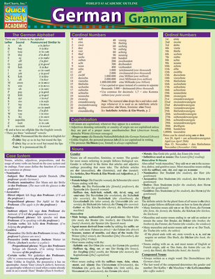 German Grammar: Quickstudy Laminated Reference Guide By Barcharts Inc Cover Image