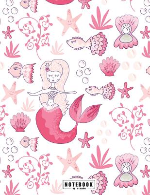 Notebook: Mermaid under the sea on white cover and Dot Graph Line Sketch pages, Extra large (8.5 x 11) inches, 110 pages, White
