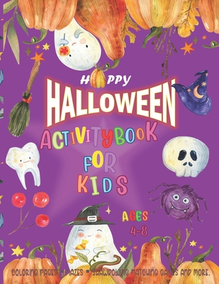 Halloween Activity Book for Kids Ages 4-8: Happy H-A-L-L-O-W-E-E-N 2020- Kawaii ghosts - Coloring Pages, Mazes, Shawdowing Matching Games and More.- 1 Cover Image