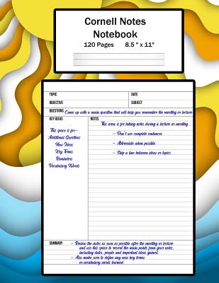 Cornell Notes Notebook: Note Taking System, For Students, Writers, Meetings, Lectures Large Size 8.5 x 11 (21.59 x 27.94 cm), Durable Matte Fu Cover Image