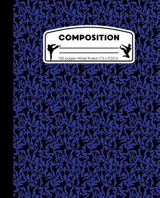 Composition: Karate Blue Marble Composition Notebook. Wide Ruled 7.5 x 9.25 in, 100 pages Martial Arts book for boys or girls, kids Cover Image