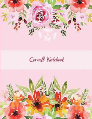 Cornell Notebook: Beauty Pink Book Floral, Note Taking Notebook, Cornell Note Taking System Book, US Letter 120 Pages Large Size 8.5" x