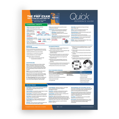 PMP Exam: Quick Reference Guide, Sixth Edition Plus Agile (Test Prep series) Cover Image