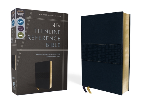 Niv, Thinline Reference Bible (Your Portable Reference Bible), Leathersoft, Navy, Red Letter, Comfort Print By Zondervan Cover Image